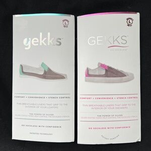 2 Pairs GEKKS Women's No-Show Black Shoe Liners Sneaker & Loafer New Opened